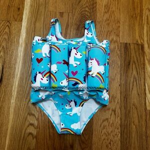 Blue One Piece Swimsuit with Built-In Floatation